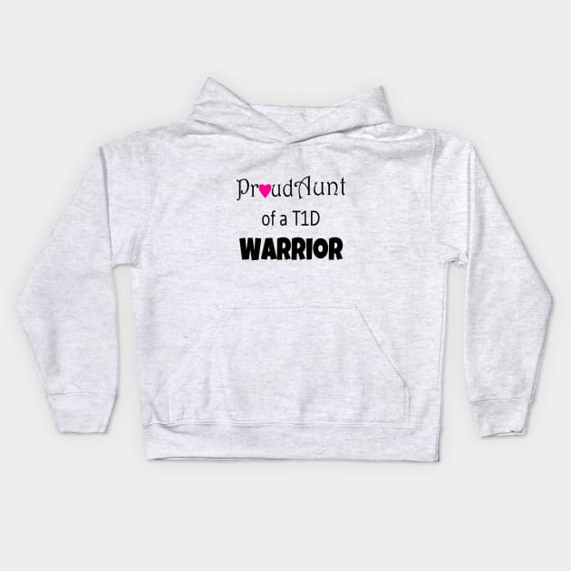 Proud Aunt - Black Text - Pink Heart Kids Hoodie by CatGirl101